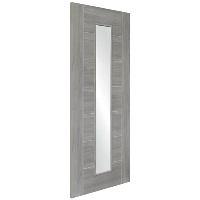 XL Joinery Palermo Fully-Finished White Grey Laminate 7-Panels 1-Lite Internal Glazed Door