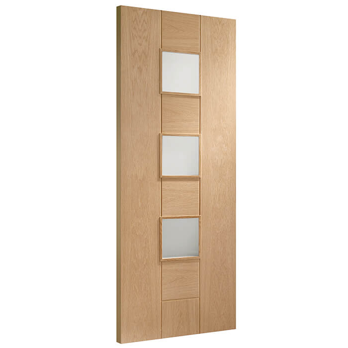 XL Joinery Messina Un-Finished Oak 3-Lites Internal Obscure Glazed Door