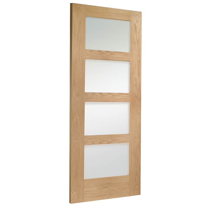 XL Joinery Shaker Un-Finished Oak 4-Lites Internal Glazed Fire Door