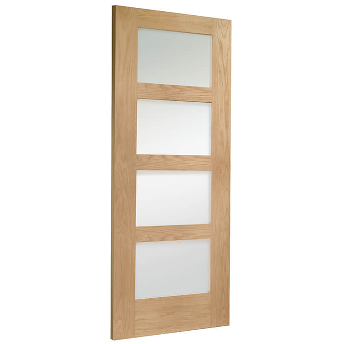 XL Joinery Shaker Un-Finished Oak 4-Lites Internal Obscure Glazed Fire Door