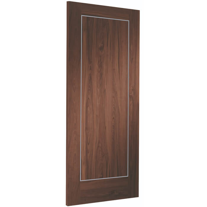 XL Joinery Varese Pre-Finished Walnut 1-Panel Internal Door With Aluminium Inlay