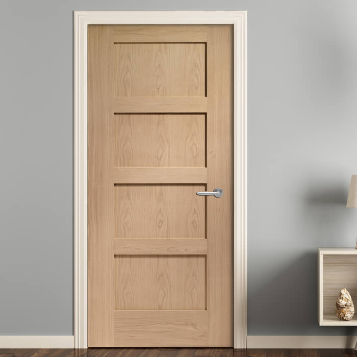 XL Joinery Shaker Un-Finished Oak 4-Panels Internal Fire Door