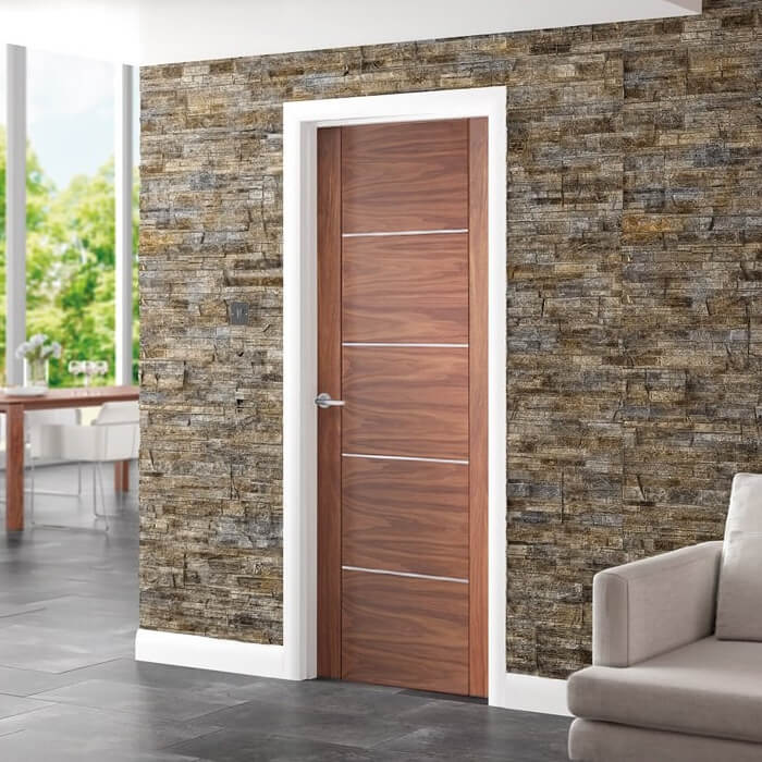 XL Joinery Portici Pre-Finished Walnut 5-Panels Internal Fire Door