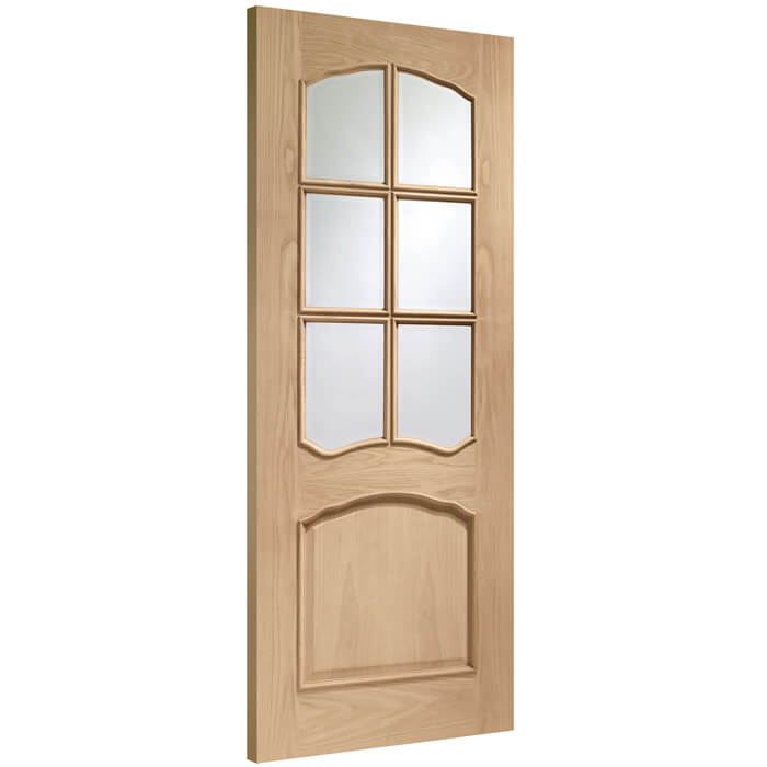 XL Joinery Riviera Un-Finished Oak 1-Panel 6-Lites Internal Glazed Door