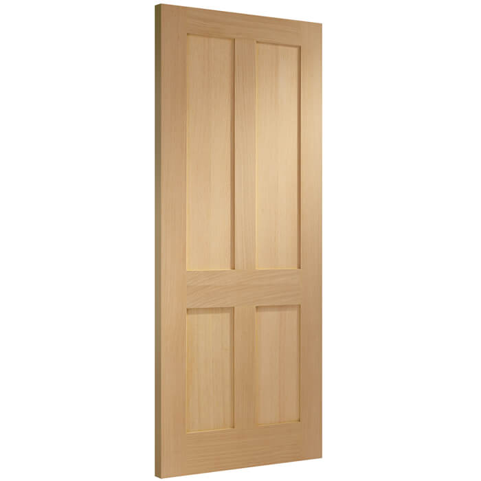 XL Joinery Victorian Shaker Un-Finished Oak 4-Panels Internal Fire Door