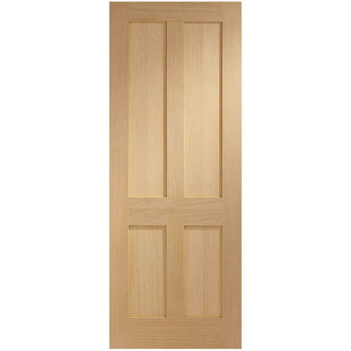 XL Joinery Victorian Shaker Un-Finished Oak 4-Panels Internal Fire Door