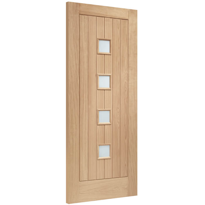 XL Joinery Siena Un-Finished Oak 6-Panels 4-Lites External Obscure Glazed Door