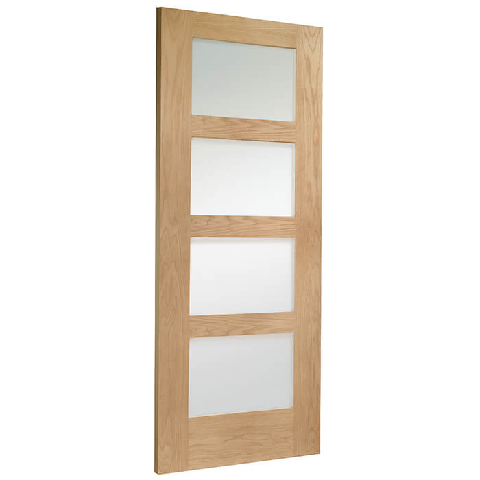 XL Joinery Severo Un-Finished Oak 4-Lites Internal Obscure Glazed Door