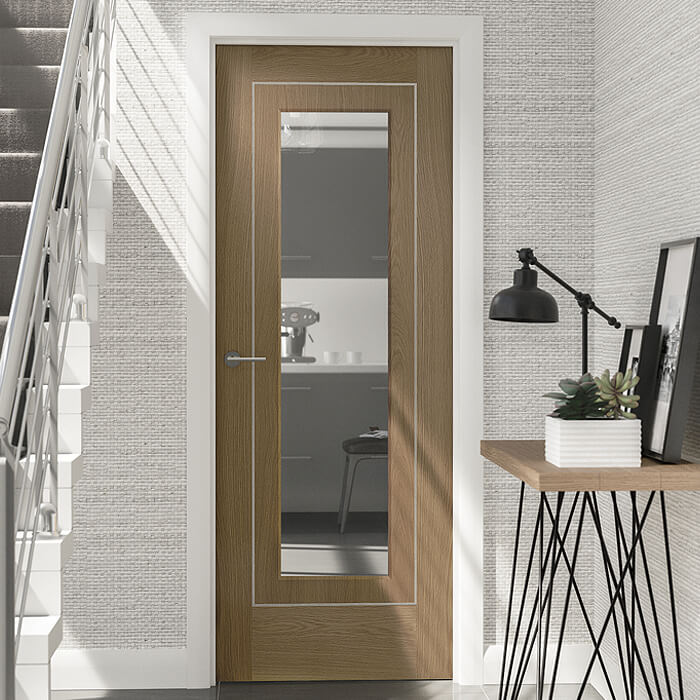 XL Joinery Varese Pre-Finished Oak 1-Panel 1-Lite Internal Glazed Door