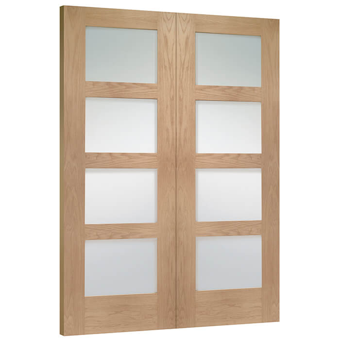 XL Joinery Severo Un-Finished Oak 8-Lites Internal Glazed Door Pair