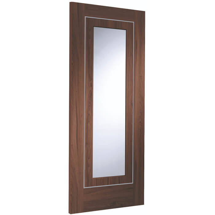 XL Joinery Varese Pre-Finished Walnut 1-Panel 1-Lite Internal Glazed Door