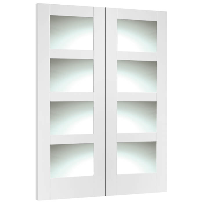 XL Joinery Shaker White Primed 8-Lites Internal Glazed Door Pair