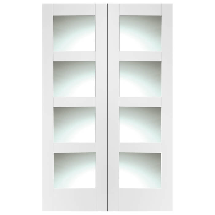 XL Joinery Shaker White Primed 8-Lites Internal Glazed Door Pair