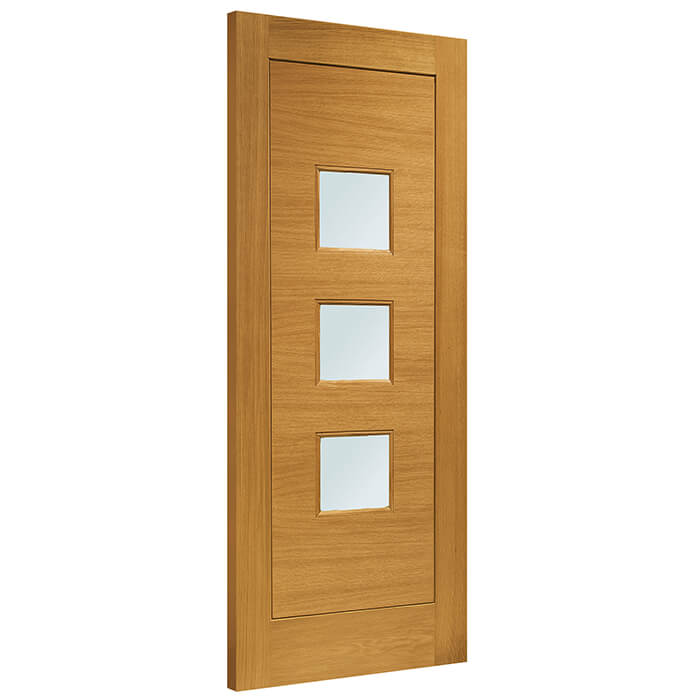 XL Joinery Turin Pre-Finished Oak 3-Lights External Obscure Glazed Door