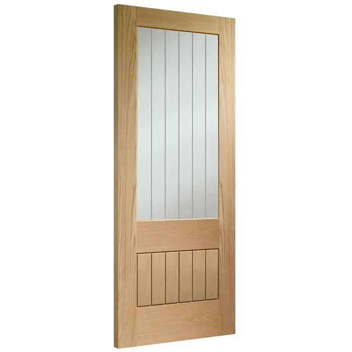 XL Joinery Suffolk Essential 2XG Pre-Finished Oak 6-Panels 1-Lite Internal Clear Etched Glazed Door