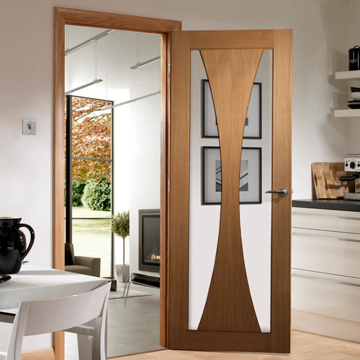 XL Joinery Verona Un-Finished Oak 1-Panel 2-Lites Internal Glazed Fire Door