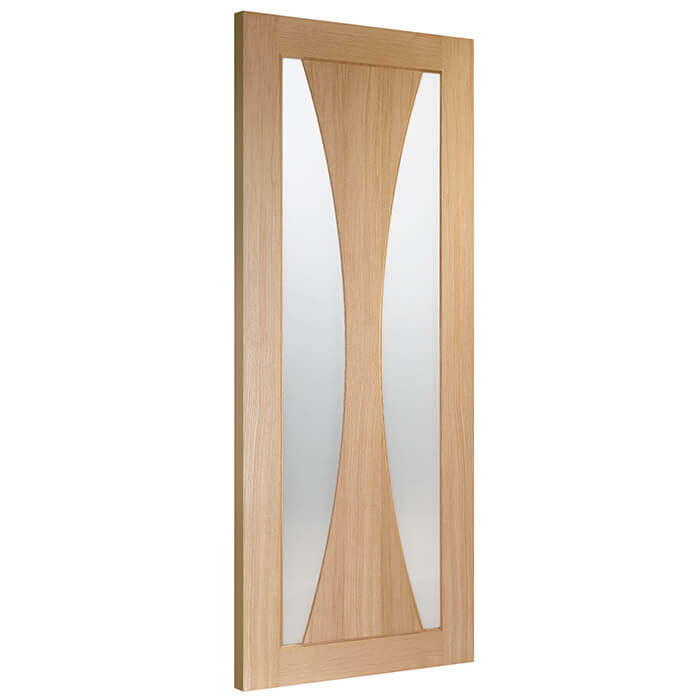 XL Joinery Verona Un-Finished Oak 1-Panel 2-Lites Internal Obscure Glazed Door