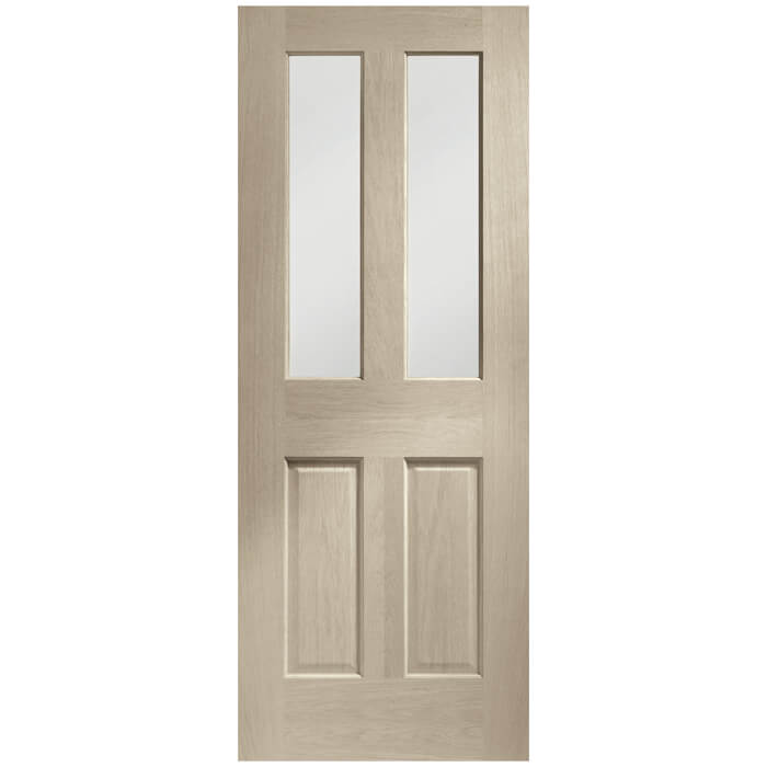 XL Joinery Malton Crema Oak 2-Panels 2-Lites Internal Glazed Door