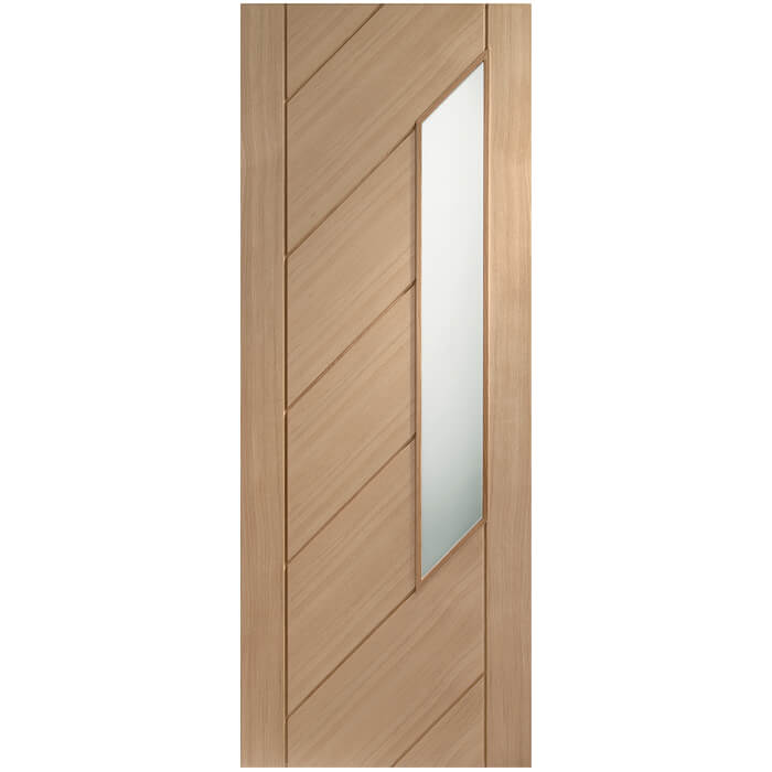 XL Joinery Monza Un-Finished Oak 7-Panels 1-Lite Internal Obscure Glazed Door