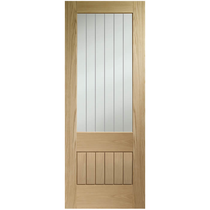 XL Joinery Suffolk 2XG Original Pre-Finished Oak 6-Panels 1-Lite Internal Clear Etched Glazed Door