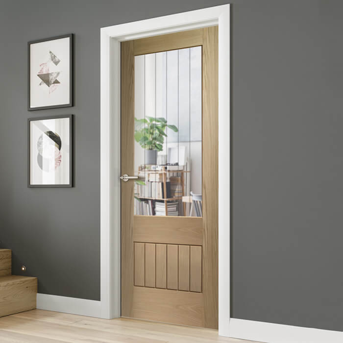 XL Joinery Suffolk 2XG Original Pre-Finished Oak 6-Panels 1-Lite Internal Clear Etched Glazed Door