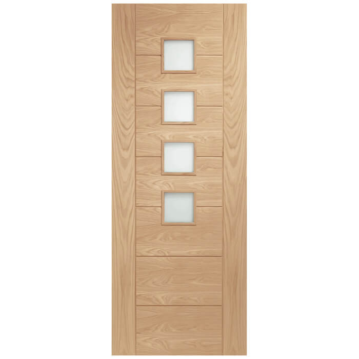 XL Joinery Palermo Pre-Finished Oak 7-Panels 4-Lites Internal Obscure Glazed Door