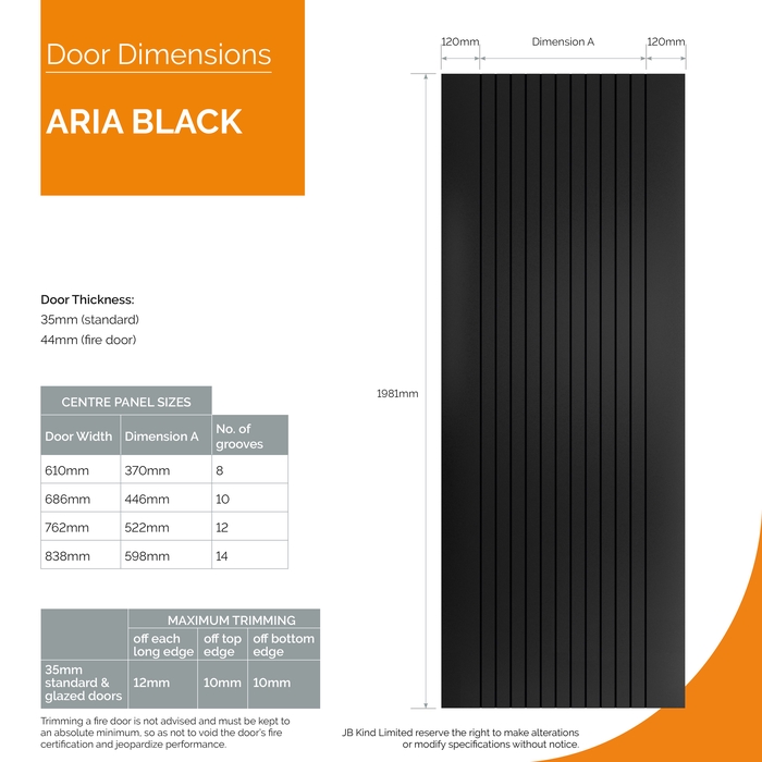 JB Kind Aria Pre-Finished Black Laminate Internal Door