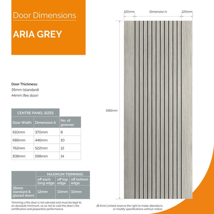 JB Kind Aria Pre-Finished Grey Laminate Internal Door