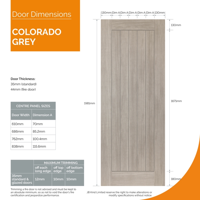 JB Kind Colorado Pre-Finished Grey 5-Panels Laminated Internal Door