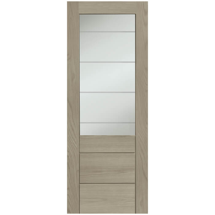 XL Joinery Palermo Essential 2XG Crema Oak 3-Panels 1-Lite Internal Clear Etched Glazed Door