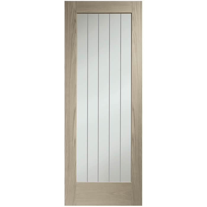 XL Joinery Suffolk Essential Pattern 10 Crema Oak 1-Lite Internal Clear Etched Glazed Door