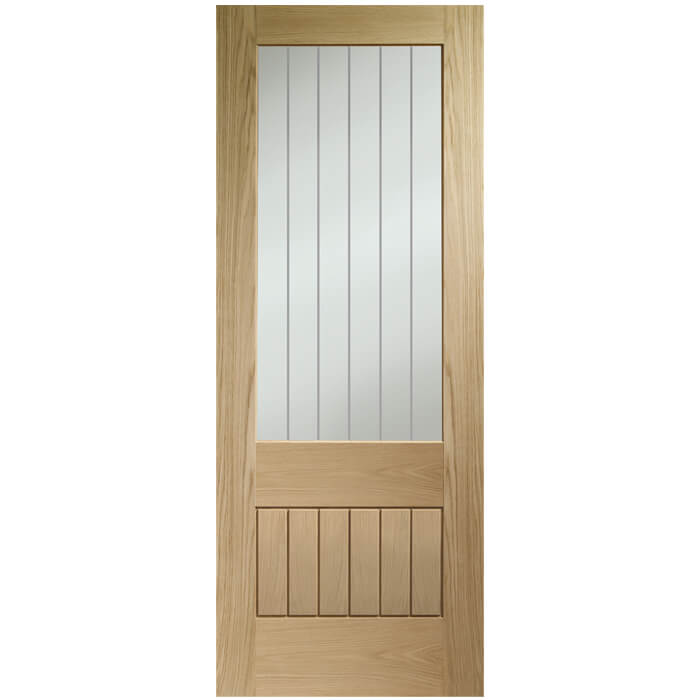 XL Joinery Suffolk Essential 2XG Clear Lacquer Oak 6-Panels 1-Lite Internal Clear Etched Glazed Door