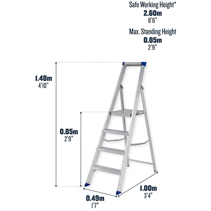 Werner Mastertrade Platform Aluminium Stepladders - 4 Tread