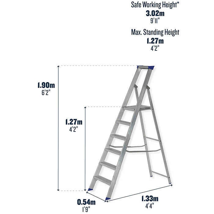 Werner Mastertrade Platform Aluminium Stepladders - 6 Tread