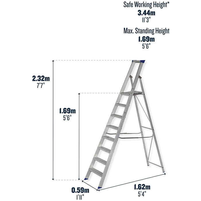 Werner Mastertrade Platform Aluminium Stepladders - 8 Tread