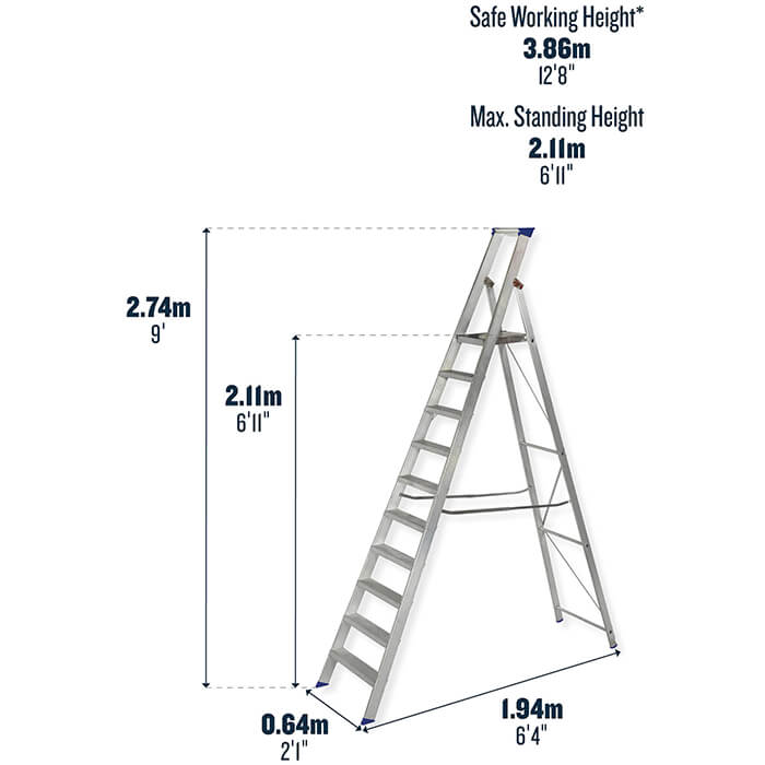 Werner Mastertrade Platform Aluminium Stepladders - 10 Tread