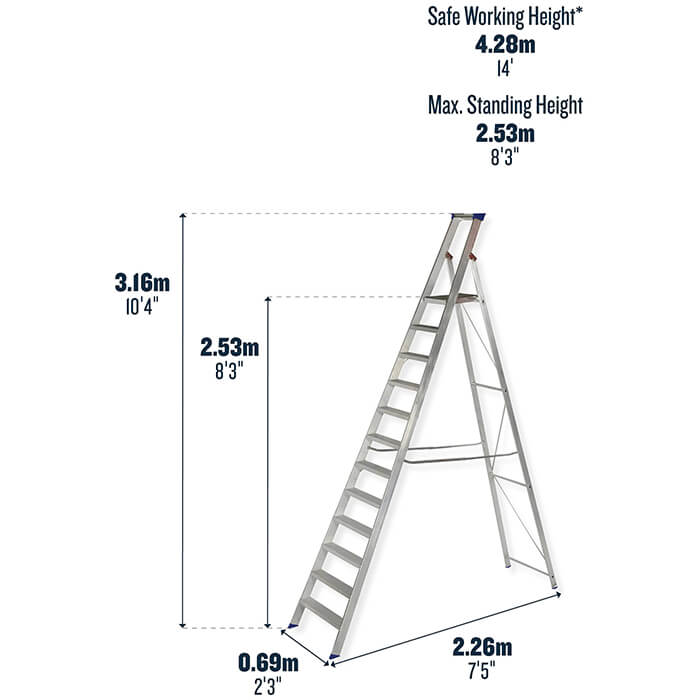 Werner Mastertrade Platform Aluminium Stepladders - 12 Tread