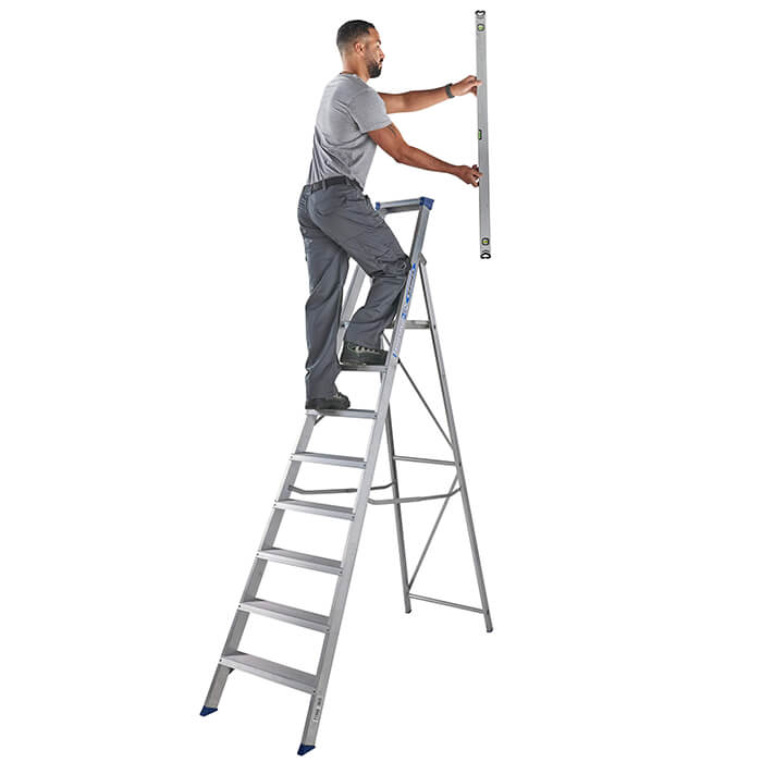 Werner Mastertrade Platform Aluminium Stepladders - 8 Tread