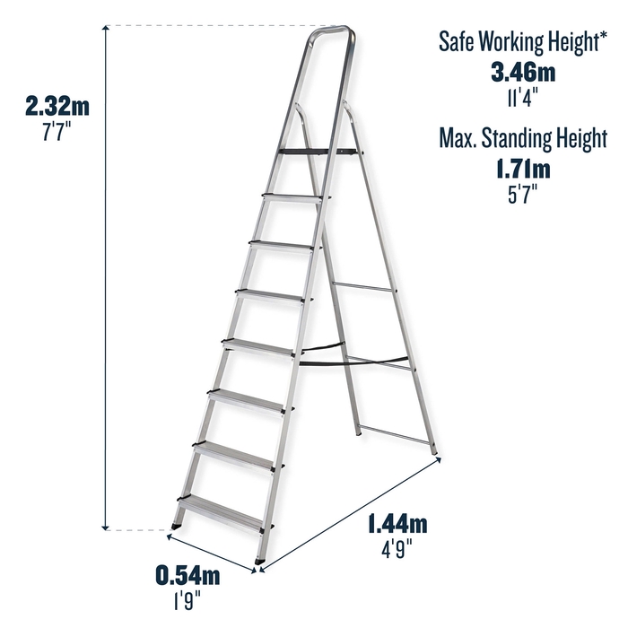 Werner 8 Tread High Handrail Aluminium Stepladders