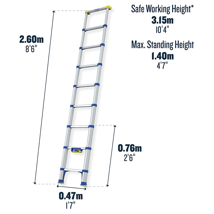 Werner 2.6m Telescopic Soft Close Extension Ladder