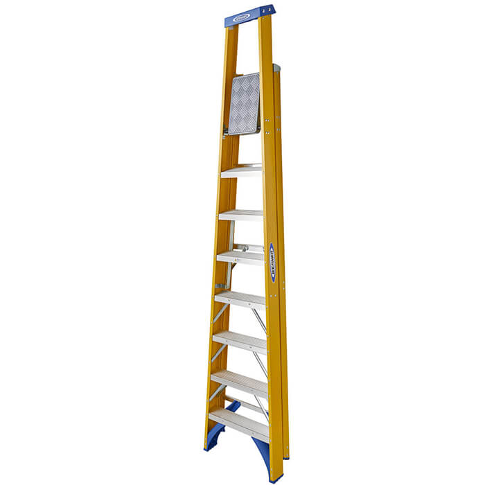 Werner Fibreglass Platform Stepladders - 8 Tread