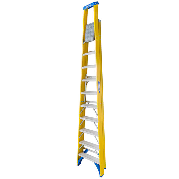 Werner Fibreglass Platform Stepladders - 10 Tread