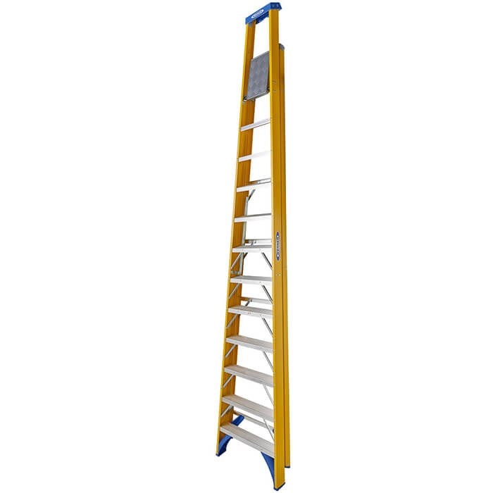 Werner Fibreglass Platform Stepladders - 12 Tread