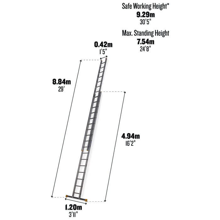 Werner Box Double Section 4.93 Metre Aluminium Extension Ladder