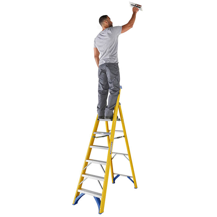 Werner Fibreglass Platform Stepladders - 6 Tread