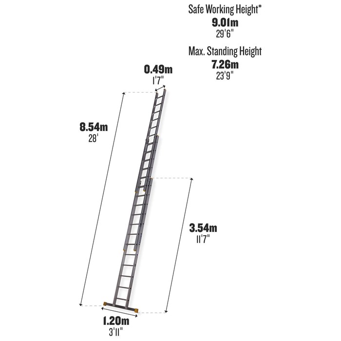 Werner Box Section 12 D-Rung Triple Extension Aluminium Ladder 3.53m