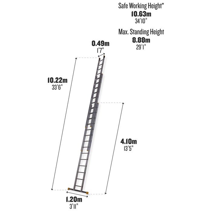 Werner Box Section 14 D-Rung Triple Extension Aluminium Ladder 4.09m