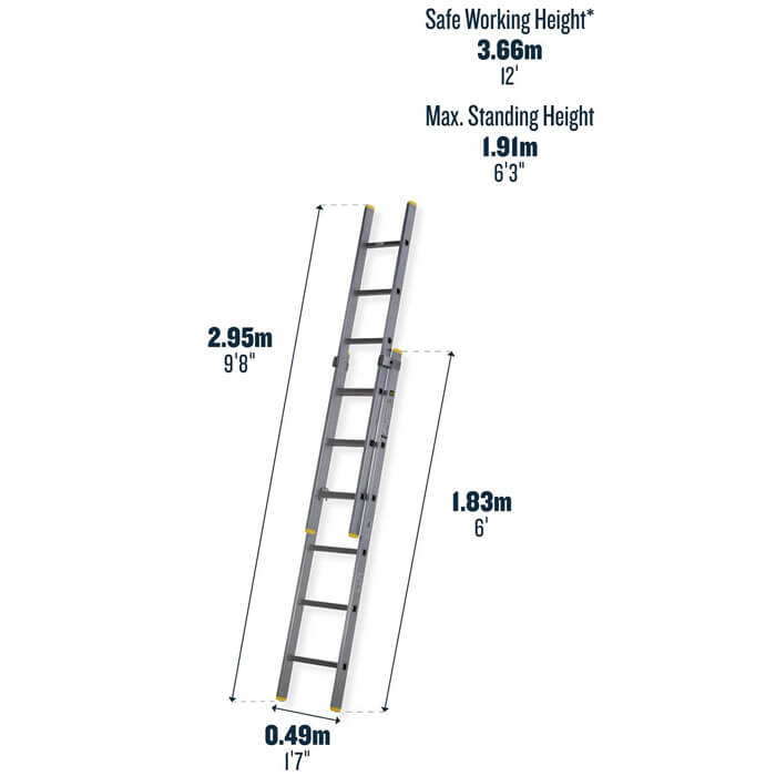 Werner Square Rung Double Section Extension Ladder 1.83 Metres