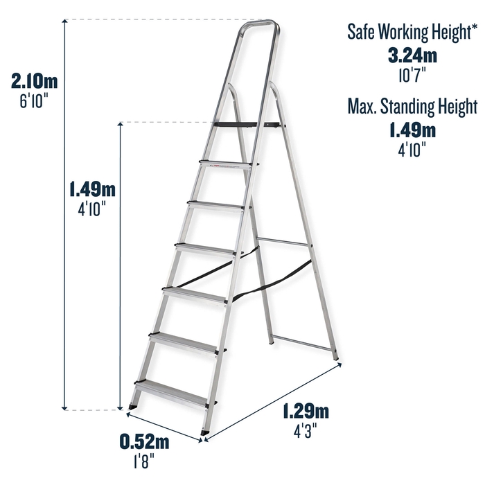 Werner 7 Tread High Handrail Aluminium Stepladders