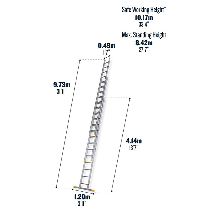 Werner Square Rung 4.14m Triple Extension Ladder